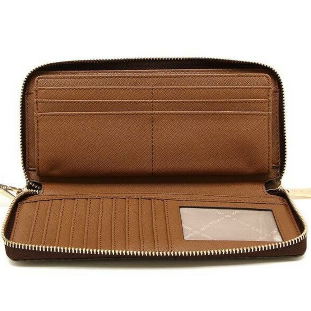 Michael Kors Jet Set Travel Large Travel CONTINENTAL Wristlet-Wallet Brown - Picture 8 of 11